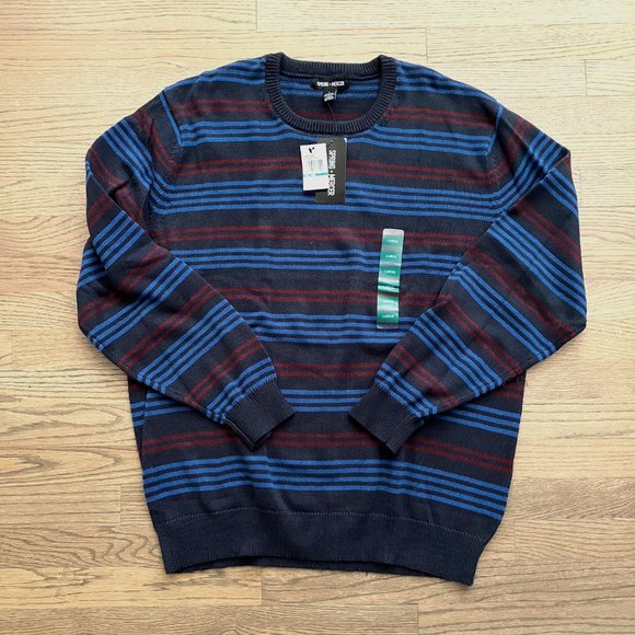 Spring + Mercer Men's Blue & Red Striped Fashionable Sweater L NWT - Picture 1 of 5